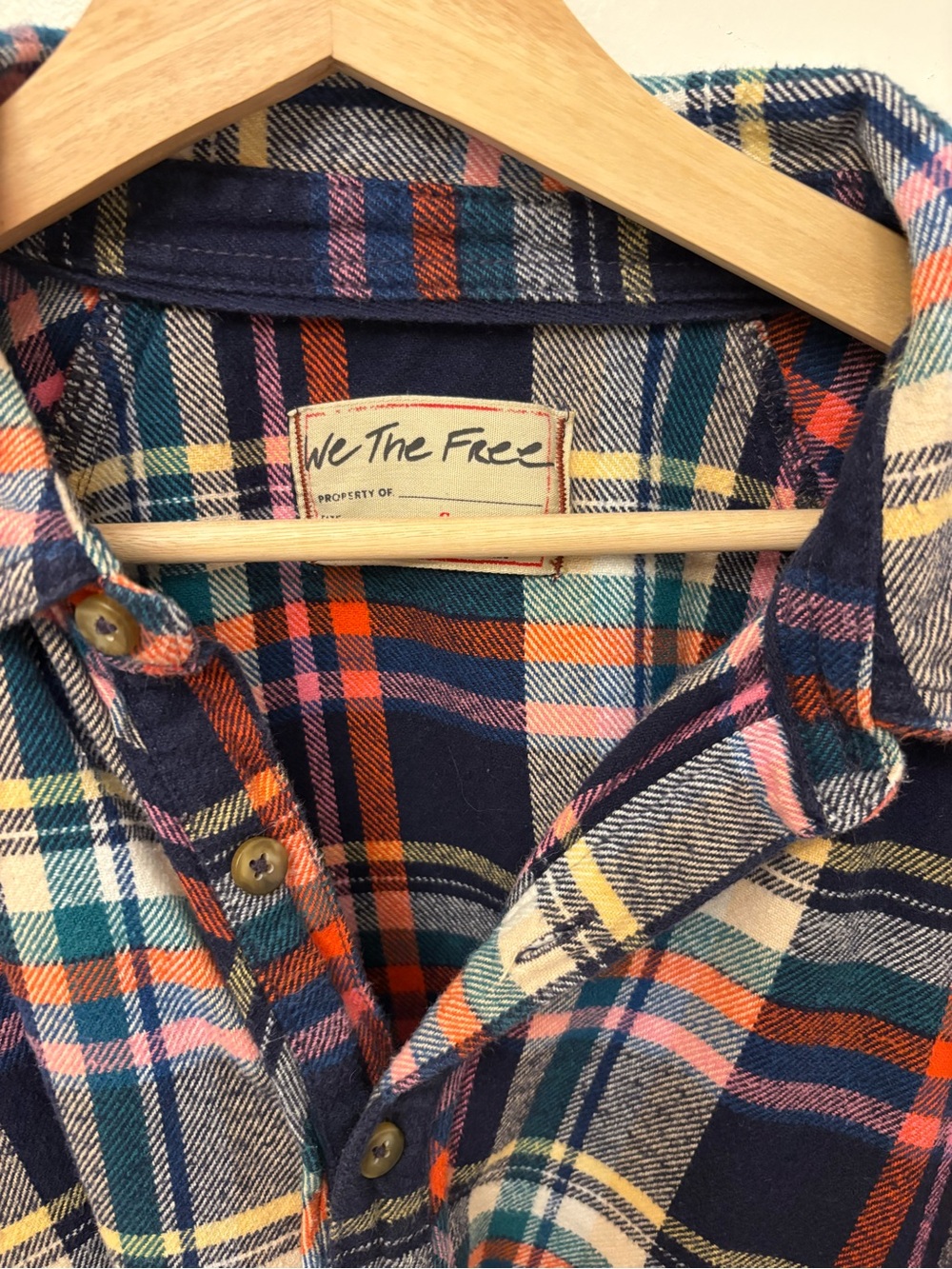 Free People We The Free Girl Meets Boy Plaid Flannel S Oversized Cotton - Picture 4 of 8